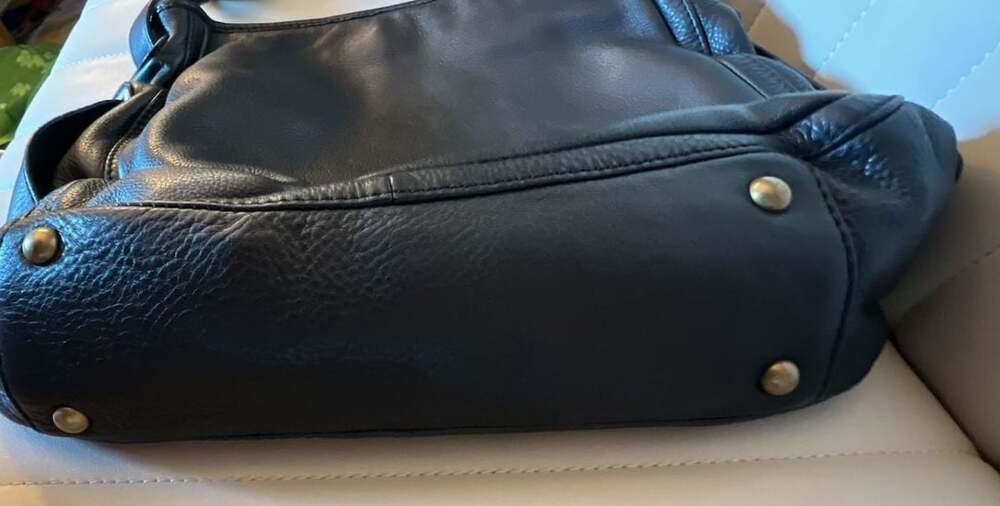 Michael Kors Black Pebbled Leather Shoulder Bag with Front Buckle Detail - Picture 6 of 7